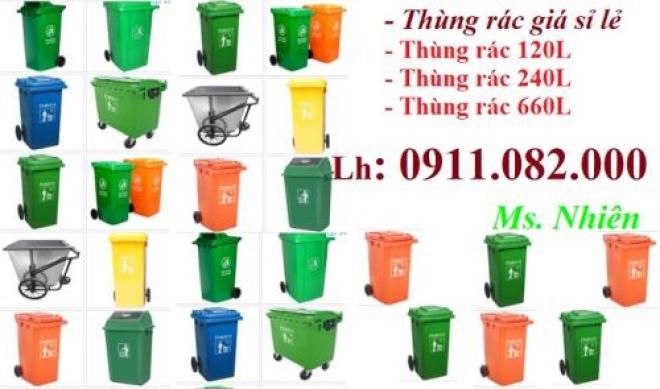 Thùng rác nhựa hdpe giá rẻ- thùng rác 120L 240L giá tốt tại cần thơ- lh 0911082000