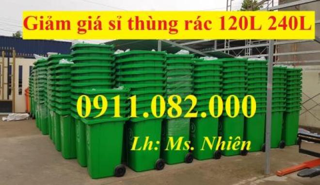 Cung cấp thùng rác 120L 240L 660L nắp kín- thùng rác giá rẻ tại an giang- lh 0911082000