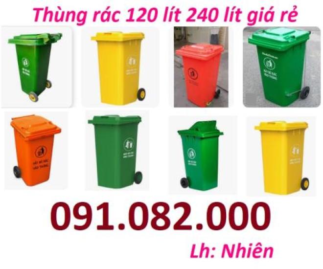 Thùng rác 120 lít, 240 lít màu xanh, cam, vàng giá rẻ tại đồng tháp-thùng đựng rác- lh 0911082000
