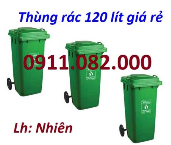 Bán thùng rác 120L giá rẻ- thùng rác 120L màu xanh nắp kín- lh 0911082000