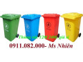 Nơi cung cấp thùng rác giá rẻ tại bạc liêu- thùng rác nhựa đạp chân, nắp kín màu xanh, cam- lh 0911082000