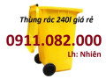 Thùng rác 240 lít giá rẻ tại cần thơ, thùng rác cam vàng hàng mới 100%- lh 0911082000