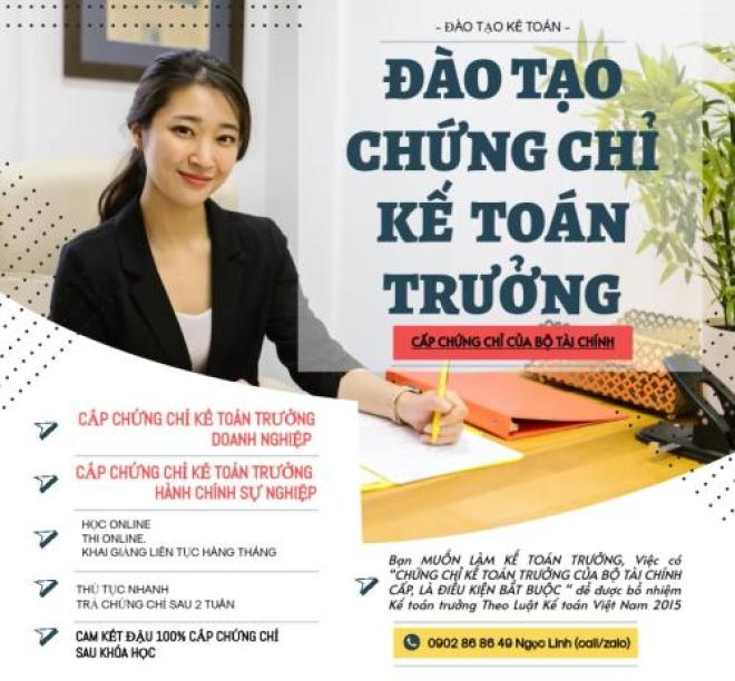Học lớp KẾ TOÁN TRƯỞNG ONLINE trên toàn quốc (Chứng chỉ Bộ tài chính cấp)