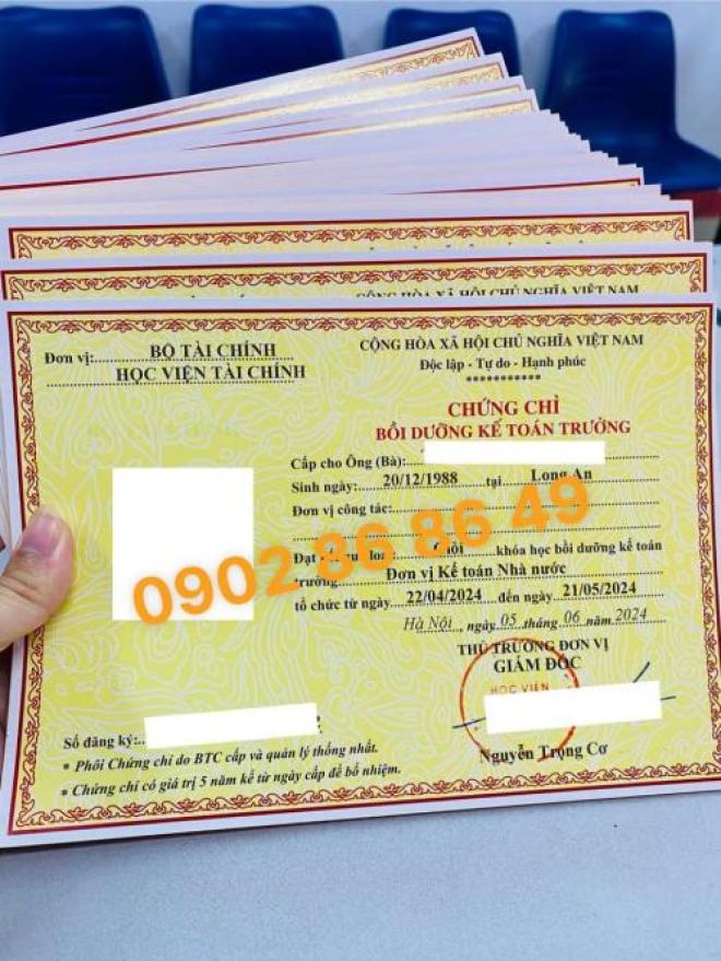 Học chứng chỉ KẾ TOÁN TRƯỞNG HÀNH CHÍNH SỰ NGHIỆP của Bộ Tài Chính cấp