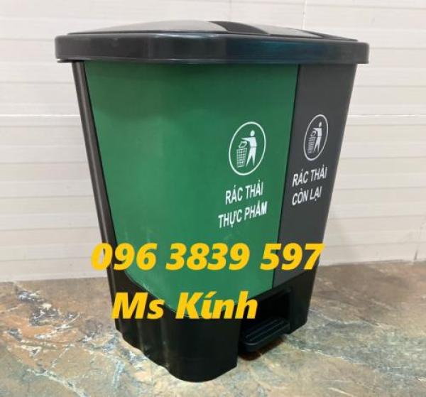 Xả kho giảm giá thùng rác nhựa 2 ngăn 20 lít đạp chân - lh 096 3839 597 Ms Kính