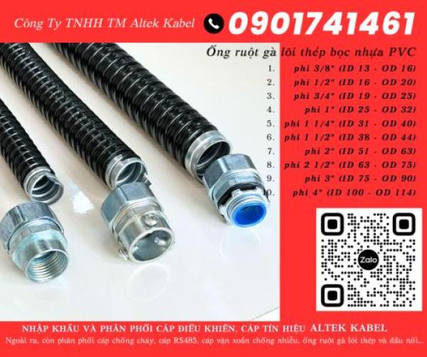 Ống ruột gà lõi thép bọc nhựa, ống kẽm đàn hồi Đà Nẵng, Hà Nội, HCM