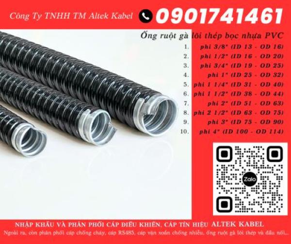 Ống ruột gà lõi thép bọc nhựa, ống kẽm đàn hồi Đà Nẵng, Hà Nội, HCM