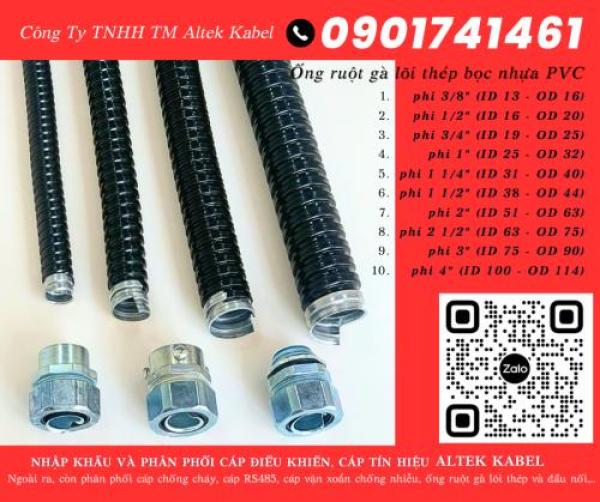 Ống ruột gà lõi thép bọc nhựa, ống kẽm đàn hồi Đà Nẵng, Hà Nội, HCM