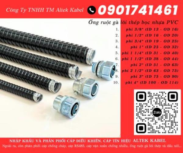 Ống ruột gà lõi thép bọc nhựa, ống kẽm đàn hồi Đà Nẵng, Hà Nội, HCM