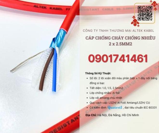 Cáp chống cháy chống nhiễu 2x2.5 IEC Đà Nẵng, Hà Nội, HCM