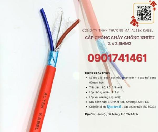 Cáp chống cháy chống nhiễu 2x2.5 IEC Đà Nẵng, Hà Nội, HCM