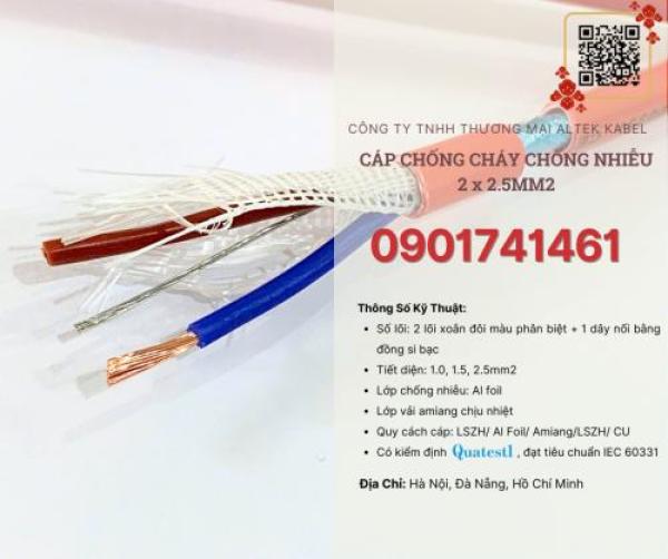 Cáp chống cháy chống nhiễu 2x2.5 IEC Đà Nẵng, Hà Nội, HCM