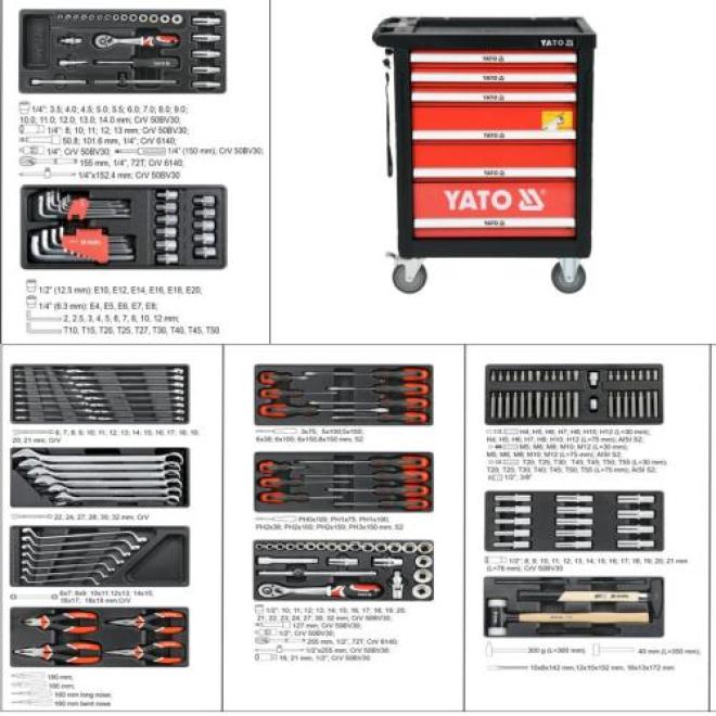 Tủ đồ nghề 6 ngăn 185 chi tiết Yato YT-55307 Tủ đồ nghề 6 ngăn 185 chi tiết Yato YT-55307