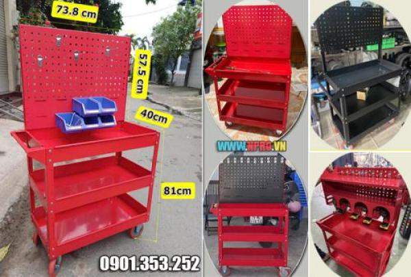 Xe đẩy, kệ đồ nghề kết hợp bảng treo Xe đẩy, kệ đồ nghề kết hợp bảng treo