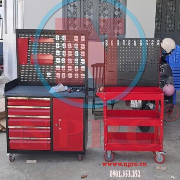 Xe đẩy, kệ đồ nghề kết hợp bảng treo Xe đẩy, kệ đồ nghề kết hợp bảng treo