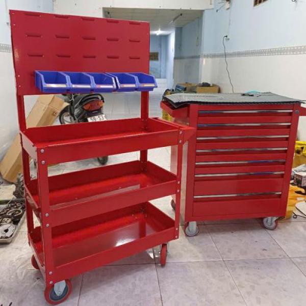 Xe đẩy, kệ đồ nghề kết hợp bảng treo Xe đẩy, kệ đồ nghề kết hợp bảng treo