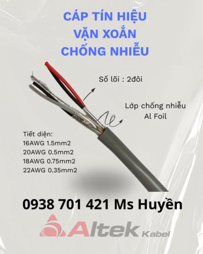 Cáp Tín Hiệu Vặn Xoắn Chống Nhiễu  2 Pair 22 Awg Altek Kabel