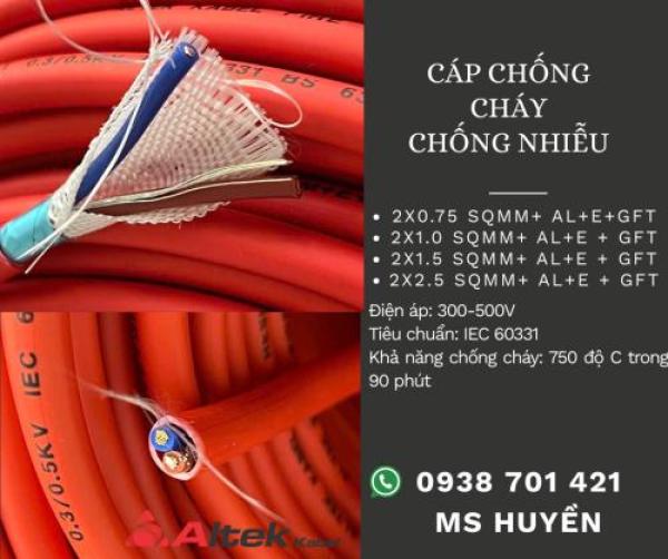 Cáp Chống Cháy Chống Nhiễu 2c X 1.0 mm2 Al+Gft+E Altek Kabel Cáp Chống Cháy Chống Nhiễu 2c X 1.0 mm2 Al+Gft+E Altek Kabel