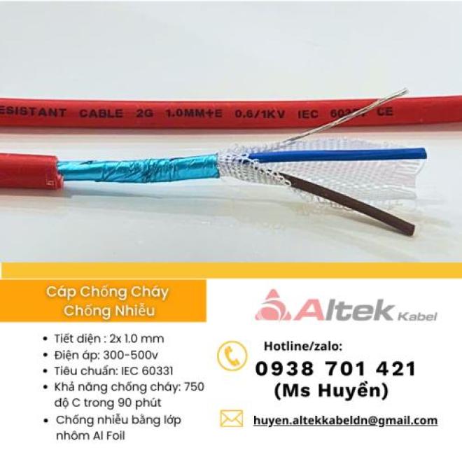 Cáp Chống Cháy Chống Nhiễu 2c X 1.0 mm2 Al+Gft+E Altek Kabel Cáp Chống Cháy Chống Nhiễu 2c X 1.0 mm2 Al+Gft+E Altek Kabel
