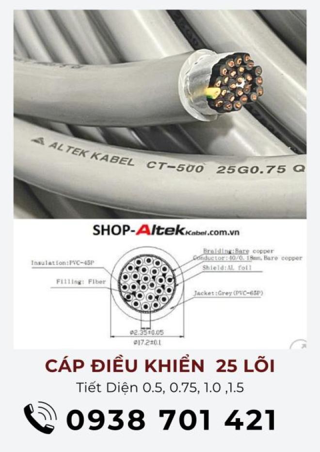 Cáp điều khiển không chống nhiễu 25x0.75mm2 ALTEK KABEL Cáp điều khiển không chống nhiễu 25x0.75mm2 ALTEK KABEL