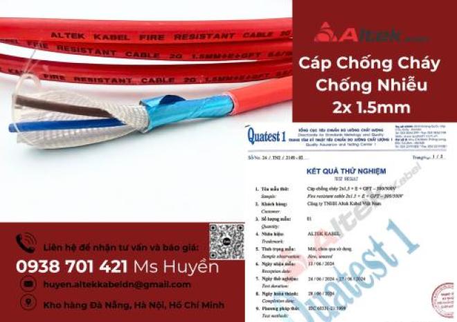 Cáp chống cháy 2x 1.5mm² GFT