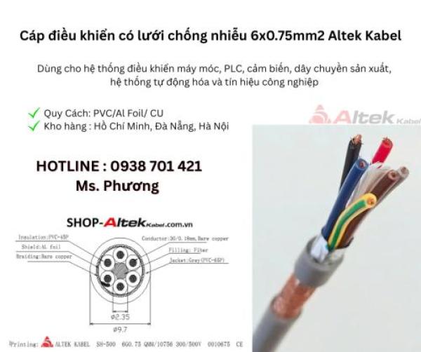Cáp điều khiển có lưới chống nhiễu 6x0.75mm2 Altek Kabel Cáp điều khiển có lưới chống nhiễu 6x0.75mm2 Altek Kabel