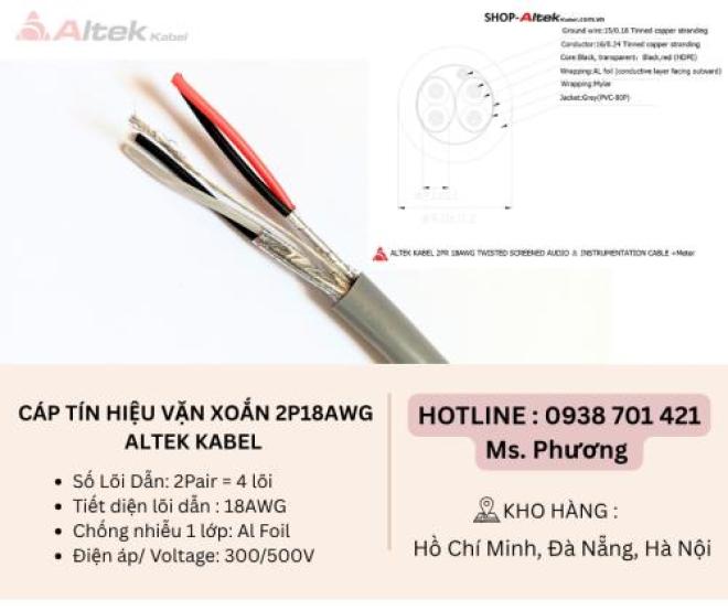 Cáp tín hiệu vặn xoắn 2P18AWG Altek Kabel Đà Nẵng, Hà Nội, Hồ Chí Minh Cáp tín hiệu vặn xoắn 2P18AWG Altek Kabel Đà Nẵng, Hà Nội, Hồ Chí Minh