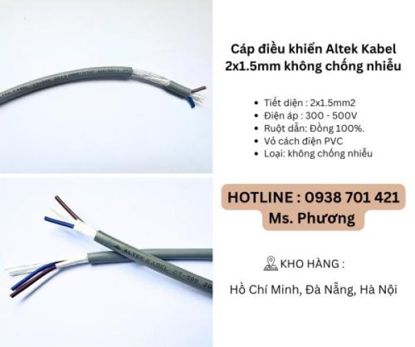 Cáp điều khiển Altek Kabel 2x1.5mm không chống nhiễu Đà Nẵng, Hồ Chí Minh, Hà Nội Cáp điều khiển Altek Kabel 2x1.5mm không chống nhiễu Đà Nẵng, Hồ Chí Minh, Hà Nội