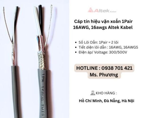 Cáp tín hiệu vặn xoắn 1Pair 16AWG, 16AWGS Altek Kabel Đà Nẵng, Hà Nội, Hồ Chí Minh Cáp tín hiệu vặn xoắn 1Pair 16AWG, 16AWGS Altek Kabel Đà Nẵng, Hà Nội, Hồ Chí Minh