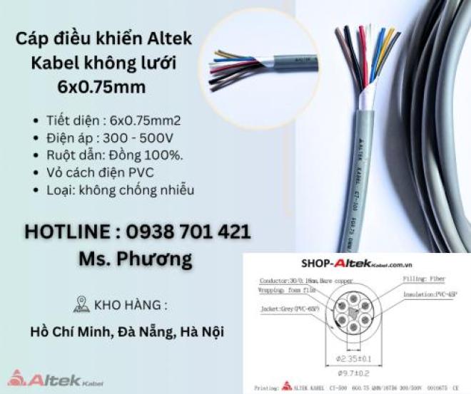 Cáp điều khiển Altek Kabel không lưới 6x0.75mm Đà Nẵng, Hà Nội, Hồ Chí Minh Cáp điều khiển Altek Kabel không lưới 6x0.75mm Đà Nẵng, Hà Nội, Hồ Chí Minh