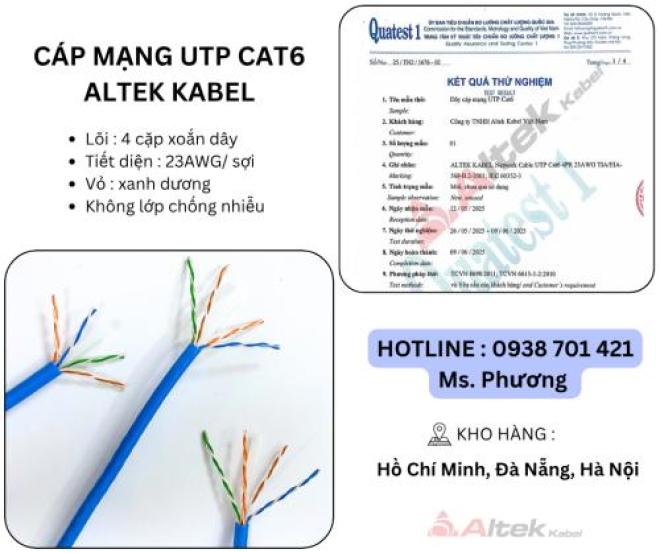 Cáp mạng UTP Cat6 Altek Kabel tại Đà Nẵng, Hà Nội, Hồ Chí Minh