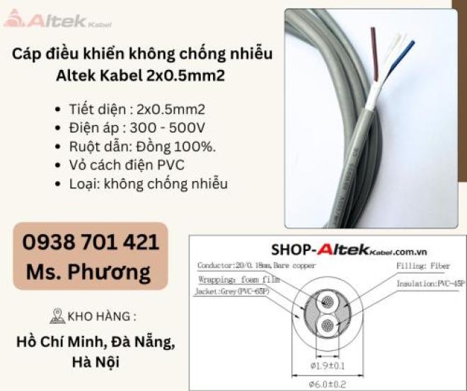 Cáp điều khiển không chống nhiễu Altek Kabel 2x0.5mm Đà Nẵng, Hà Nội, Hồ Chí Minh Cáp điều khiển không chống nhiễu Altek Kabel 2x0.5mm Đà Nẵng, Hà Nội, Hồ Chí Minh