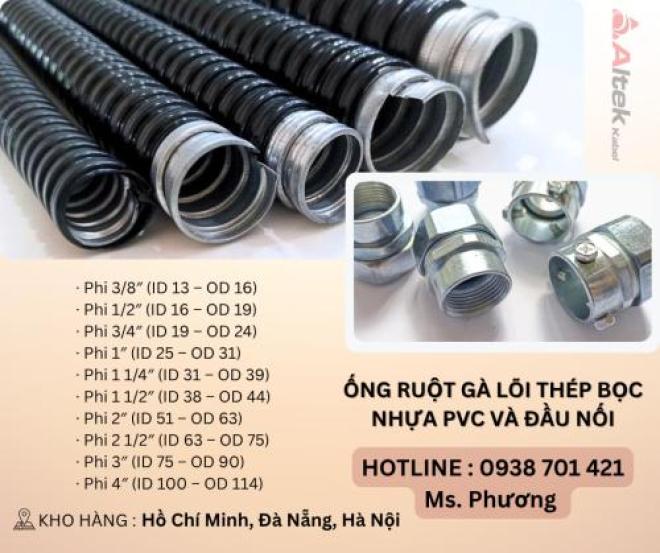 Ống ruột gà lõi thép bọc nhựa PVC và đầu nối tại Đà Nẵng, Hà Nội, Hồ Chí Minh Ống ruột gà lõi thép bọc nhựa PVC và đầu nối tại Đà Nẵng, Hà Nội, Hồ Chí Minh