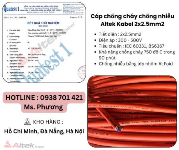 Cáp chống cháy chống nhiễu 2 lõi Altek Kabel Đà Nẵng, Hà Nội, Hồ Chí Minh