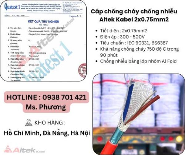 Cáp chống cháy chống nhiễu 2 lõi Altek Kabel Đà Nẵng, Hà Nội, Hồ Chí Minh
