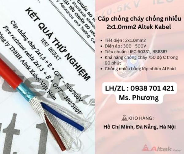Cáp chống cháy chống nhiễu 2x1.0 Altek Kabel Đà Nẵng, Hà Nội, Hồ Chí Minh