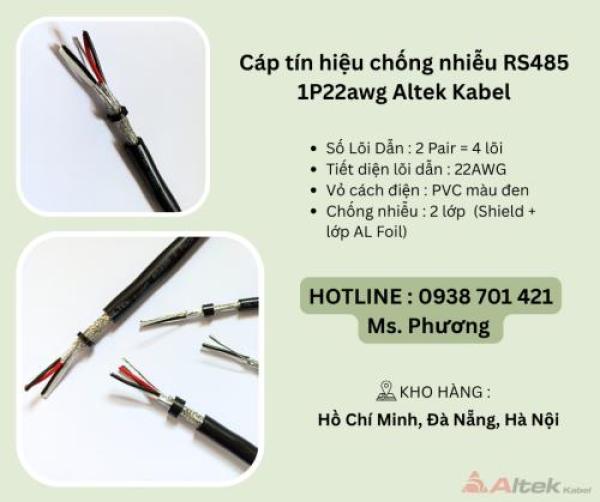 Cáp tín hiệu vặn xoắn RS485 2p22awg Altek Kabel Đà Nẵng, Hà Nội, Hồ Chí Minh