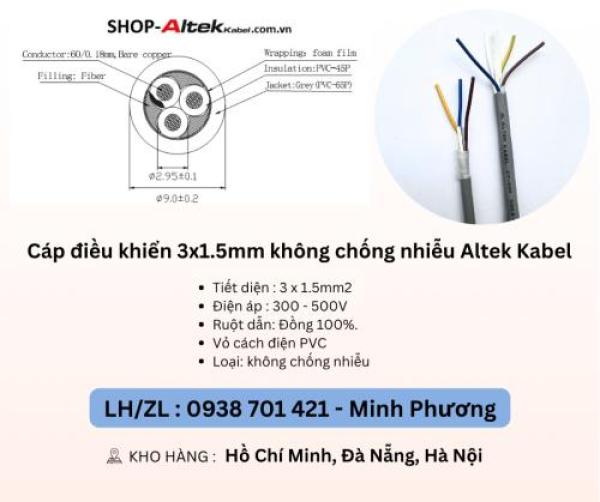 Cáp điều khiển 3 lõi không chống nhiễu Altek Kabel Đà Nẵng, Hà Nội, Hồ Chí Minh Cáp điều khiển 3 lõi không chống nhiễu Altek Kabel Đà Nẵng, Hà Nội, Hồ Chí Minh