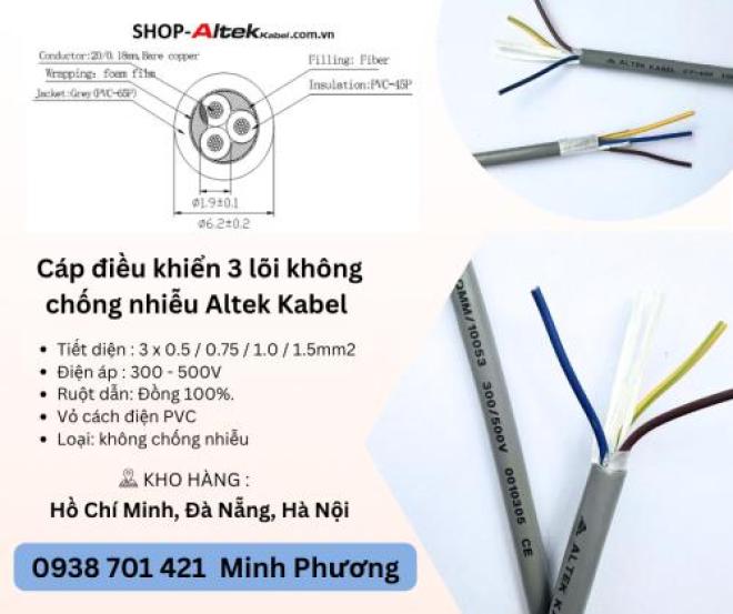 Cáp điều khiển 3 lõi không chống nhiễu Altek Kabel Đà Nẵng, Hà Nội, Hồ Chí Minh Cáp điều khiển 3 lõi không chống nhiễu Altek Kabel Đà Nẵng, Hà Nội, Hồ Chí Minh