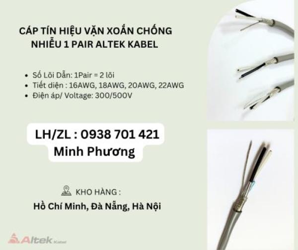 Cáp tín hiệu vặn xoắn chống nhiễu 1 Pair Altek Kabel Đà Nẵng, Hà Nội, Hồ Chí Minh Cáp tín hiệu vặn xoắn chống nhiễu 1 Pair Altek Kabel Đà Nẵng, Hà Nội, Hồ Chí Minh