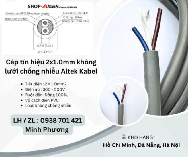 Cáp tín hiệu 2x1.0mm không lưới chống nhiễu Altek Kabel Đà Nẵng, Hà Nội, Bình Định