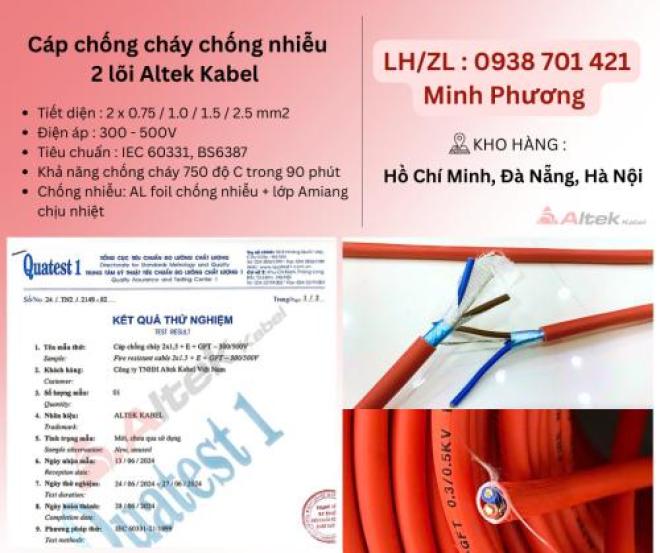 Dây cáp chống cháy chống nhiễu 2 lõi Altek Kabel Đà Nẵng, Bình Dương, Hải Phòng