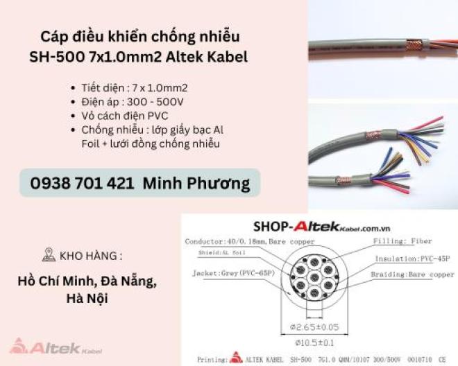 Cáp điều khiển chống nhiễu SH-500 7x1.0mm2 Altek Kabel Đà Nẵng, Hà Nội, Hải Phòng