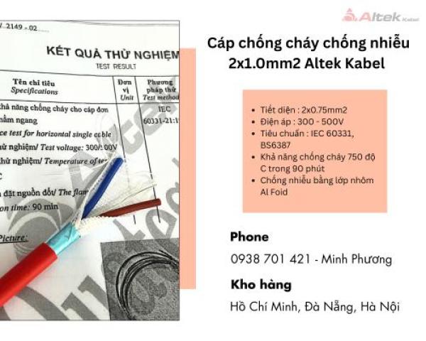 Cáp chống cháy chống nhiễu Altek Kabel 2x1.0mm2 Đà Nẵng, Lâm Đồng, Huế