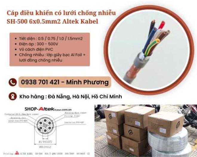 Cáp điều khiển có lưới chống nhiễu SH-500 6x0.5mm2 Altek Kabel Hà Nội, Huế, Quy Nhơn