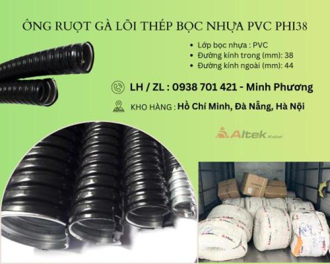 Ống ruột gà lõi thép bọc nhựa Pvc phi38 Huế, Quảng Trị, Quy Nhơn
