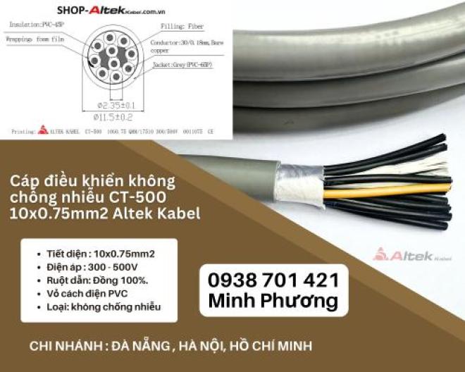 Cáp điều khiển không chống nhiễu CT-500 10x0.75mm2 Altek Kabel Đà Nẵng, Ninh Thuận, Bình Thuận
