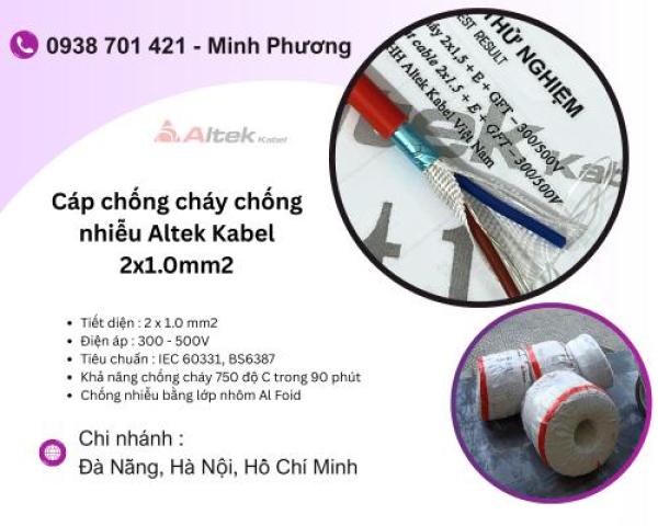 Cáp chống cháy chống nhiễu Altek Kabel 2x1.0mm2 chính hãng Đà Nẵng, Huế, Gia Lai