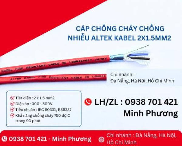 Cáp chống cháy chống nhiễu Altek Kabel 2x1.5mm2 Đà Nẵng, Phú Yên, Bình Định