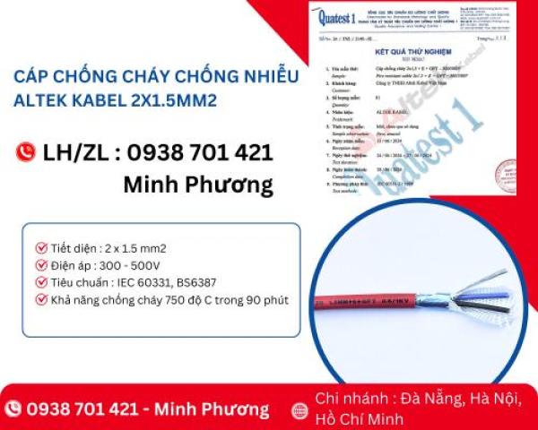 Cáp chống cháy chống nhiễu Altek Kabel 2x1.5mm2 Đà Nẵng, Phú Yên, Bình Định